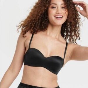 Auden Push Up Strapless Bra Black Removable Straps, Medium Lift SZ 32B in Black